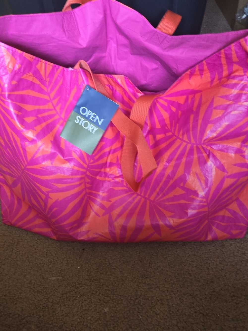 Open Story Pink & Orange Tropical Revisable Tote Bag 1.  Viral Tik Tok Swim Bag